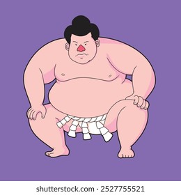 Sumo wrestler in traditional attire cartoon illustration