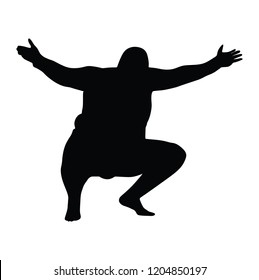 Sumo wrestler in traditional rack, vector