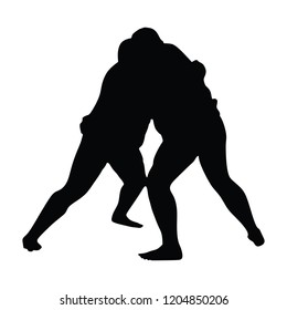 Sumo wrestler in traditional rack, vector