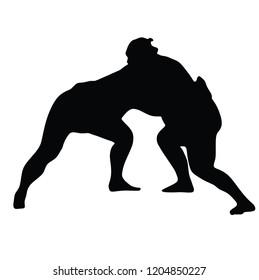 Sumo wrestler in traditional rack, vector