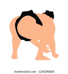 Sumo wrestler in traditional rack, vector
