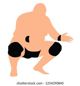 Sumo wrestler in traditional rack, vector