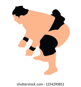 Sumo wrestler in traditional rack, vector