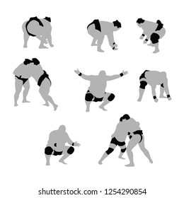 Sumo wrestler in traditional rack, vector
