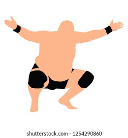 Sumo wrestler in traditional rack, vector