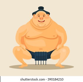 Sumo wrestler. Vector flat cartoon illustration