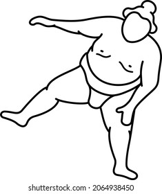 Sumo wrestler. Vector outline illustration.