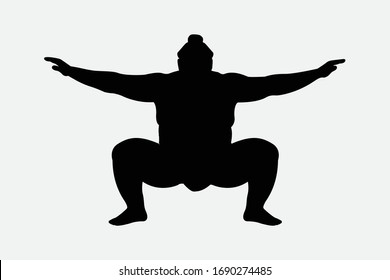 Sumo wrestler. Vector silhouette of Sumo wrestler.