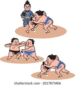 Sumo wrestlers' efforts Material set 