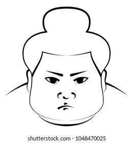 Sumo wrestler's head, imitation of pen drawing