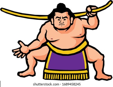 Sumo wrestlers performing bow ceremonies