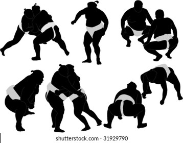 sumo wrestlers silhouettes