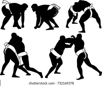 sumo wrestlers silhouettes