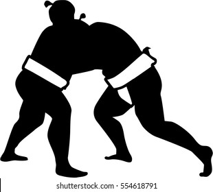 Sumo wrestling fight silhouette