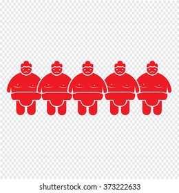 Sumo wrestling People Icon Illustration design