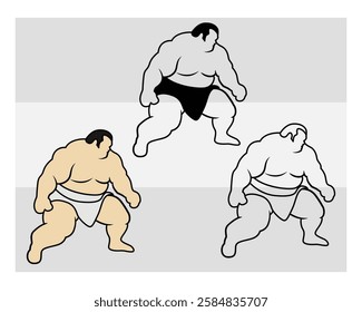 Sumo Wrestling, Sumo Wrestling Silhouette, Sports, Sumo, Sumo illustration, Vector, Clipart