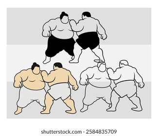 Sumo Wrestling, Sumo Wrestling Silhouette, Sports, Sumo, Sumo illustration, Vector, Clipart