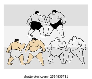 Sumo Wrestling, Sumo Wrestling Silhouette, Sports, Sumo, Sumo illustration, Vector, Clipart