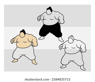 Sumo Wrestling, Sumo Wrestling Silhouette, Sports, Sumo, Sumo illustration, Vector, Clipart