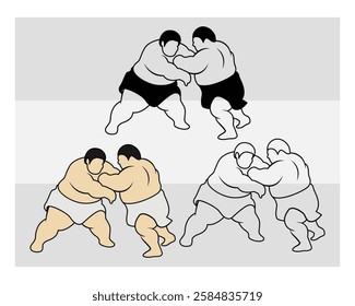 Sumo Wrestling, Sumo Wrestling Silhouette, Sports, Sumo, Sumo illustration, Vector, Clipart