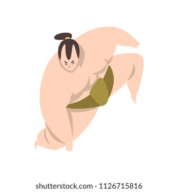 Sumoist athlete character fighting, Japanese martial art fighter vector Illustration on a white background