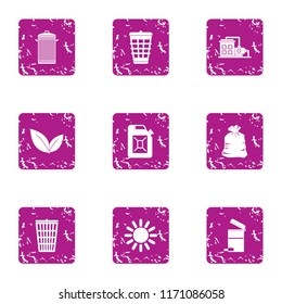 Sump icons set. Grunge set of 9 sump vector icons for web isolated on white background