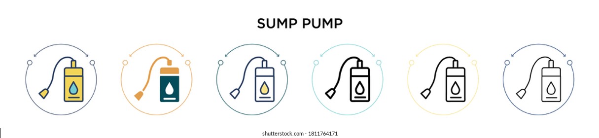 Sump Pump Icon In Filled, Thin Line, Outline And Stroke Style. Vector Illustration Of Two Colored And Black Sump Pump Vector Icons Designs Can Be Used For Mobile, Ui, Web