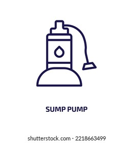 Sumpfpumpensymbol aus der Möbelkollektion. Dünne lineare Sumpfpumpe, Tauchboot, Wasserskultur Symbol einzeln auf weißem Hintergrund. Leitlinie, Vektor-Sumpfmittelzeichen, Symbol für Web und Mobilfunk