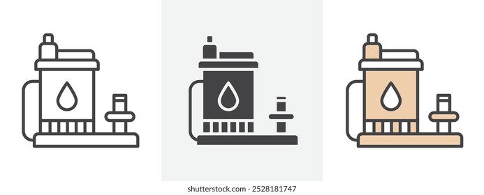 Sump pump icon Outline sign symbol set