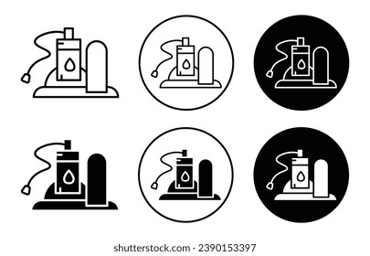 Juego de iconos de la bomba de sump. símbolo vectorial de bomba sumergible de desagüe en un estilo negro relleno y delineado.