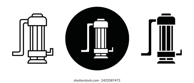 Sump pump outline icon collection or set. Sump pump Thin vector line art