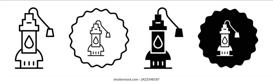 Sump pump set in black and white color. Sump pump simple flat icon vector