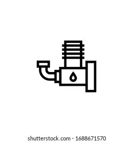 Sump pump vector icon in linear, outline icon isolated on white background
