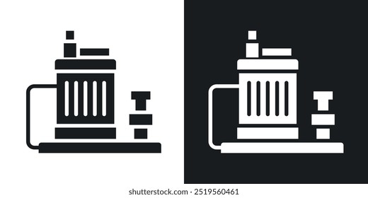 Sump pumpline vector icon set in solid and outline style.