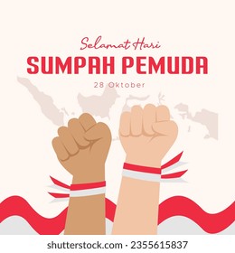 Sumpah Pemuda, 28 Oktober. Translation : October 28, Happy Day Youth Pledge of Indonesia. Vector illustration for greeting card, poster or banner.