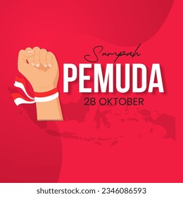 Sumpah Pemuda celebration. Indonesia Youth Pledge October 28th with hand fist illustration