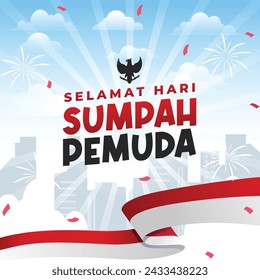 Sumpah Pemuda Indonesia Celebraciones Indonesias Ilustración De Día Banner Vectorial Y Diseño De Post, Sumpah Pemuda Celebraciones Día Clip Art Set. Plantilla de patriotismo de independencia de libertad indonesia.