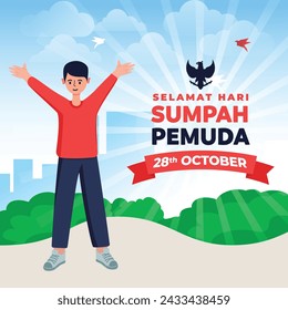 Sumpah Pemuda Indonesia Indonesian Celebrations Day Illustration Vector Banner And Post Design, Sumpah Pemuda Celebrations Day Clip Art Set. Indonesian Freedom Independence Patriotism Template.
