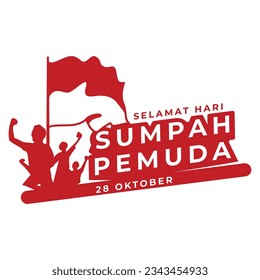 Sumpah Pemuda Oktober 28th logo design, Indonesian Youth hero declaration with simple red and white combination colors.