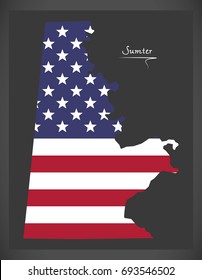 Sumter county map of Alabama USA with American national flag illustration