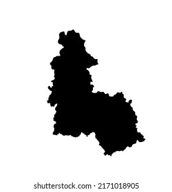 Sumy map vector silhouette illustration isolated on white background. Sumy oblast map Ukraine territory region.