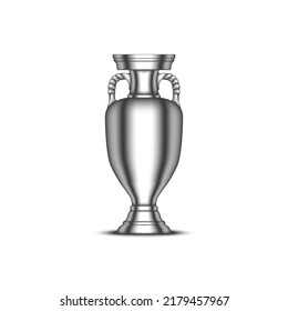 Sumy, Ukraine - 08.18.22: European Championship Cup, Football Sports Trophy Realistic Vector 3d Model Isolated On White Background