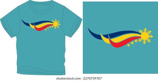 sun with 3 colors waves Graphic design vector