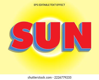 sun 3D editable text effect template, text effect style