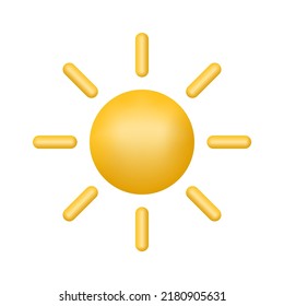 Sun 3d Symbol. Sommer, Wettersymbol. Vektorgrafik.