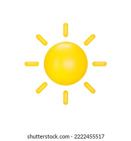 sun 3d icon, sunlight. Isolated object on transparent background