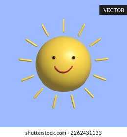 Ilustración vectorial de icono Sun 3d en estilo de caricatura