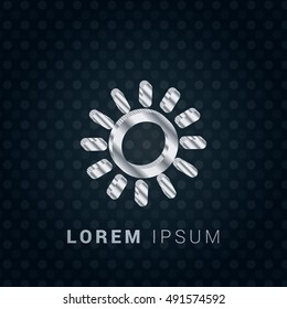 Sun 3D silver/platinum metallic chromium precious Icon / Logo Design