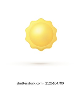 Sun in 3d style. 3d render vector. 3d vector graphics. Sun, great design for any purposes.