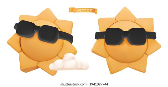 Sun 3d vector icon. Plasticine art illustration